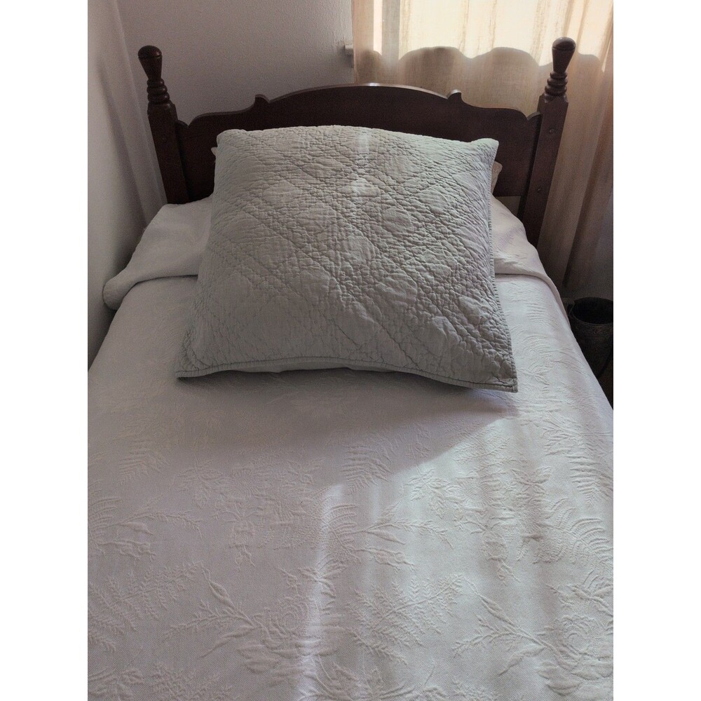 Restoration Hardware Belgian Linen Euro Feather Down Pillow+ Sham Fog Gray/Blue